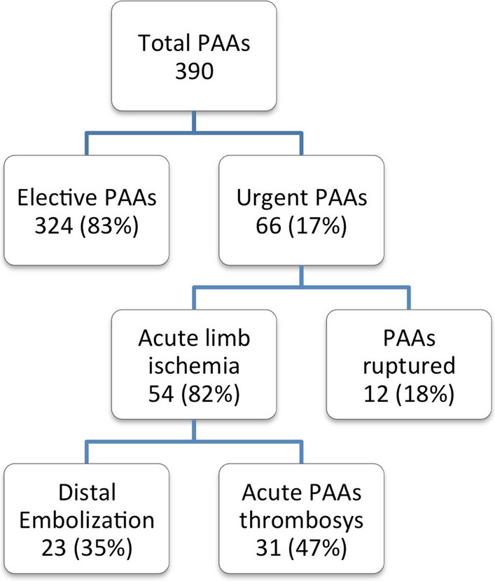 Limb salvage and survival after urgent surgical treatment of popliteal artery aneurysm.