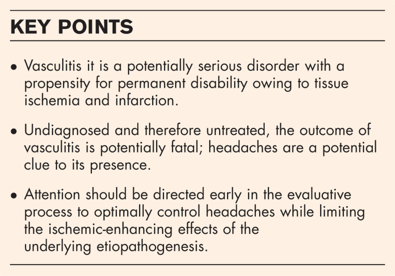 Systemic vasculitis and headache.