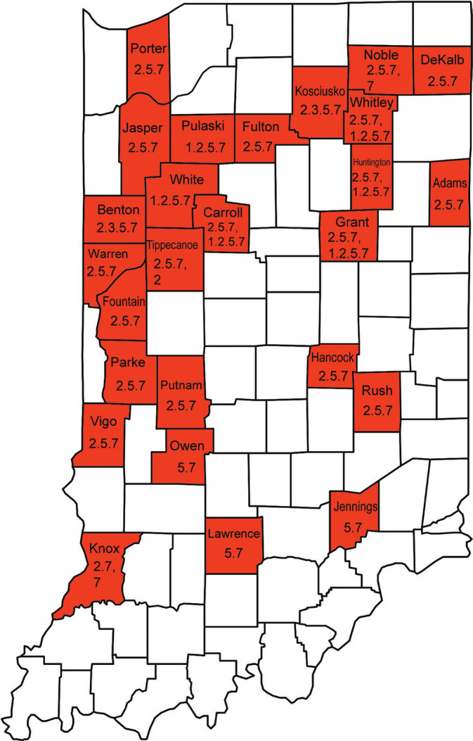 Characterization of Virulence Phenotypes of <i>Heterodera glycines</i> during 2020 in Indiana.