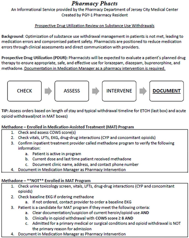 Impact of an Educational Intervention on Hospital Pharmacists' Knowledge and Application of Substance Withdrawal Management.