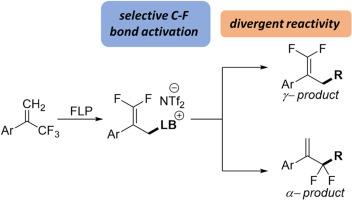 Frustrated Lewis pair catalyzed C–F activation of α-trifluoromethylstyrenes