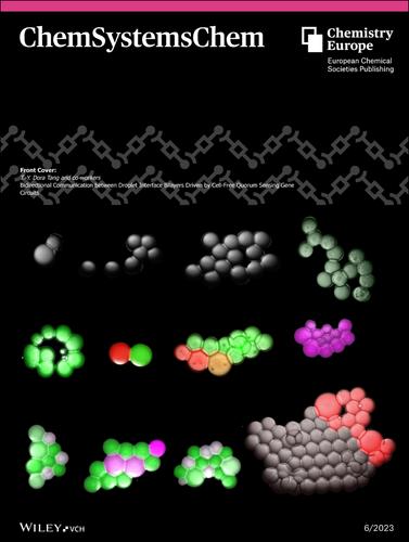 Front Cover: Bidirectional Communication between Droplet Interface Bilayers Driven by Cell-Free Quorum Sensing Gene Circuits (ChemSystemsChem 6/2023)