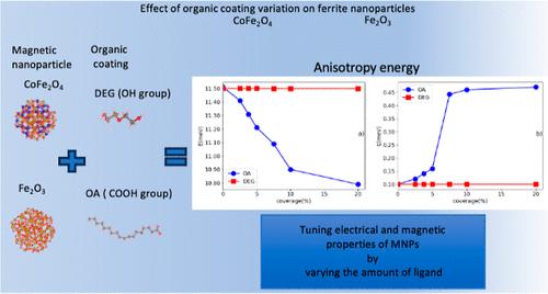 Effect of Organic Coating Variation on the Electric and Magnetic Behavior of Ferrite Nanoparticles