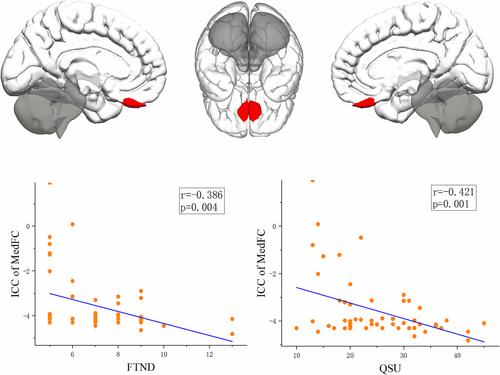 The changes of intrinsic connectivity contrast in young smokers