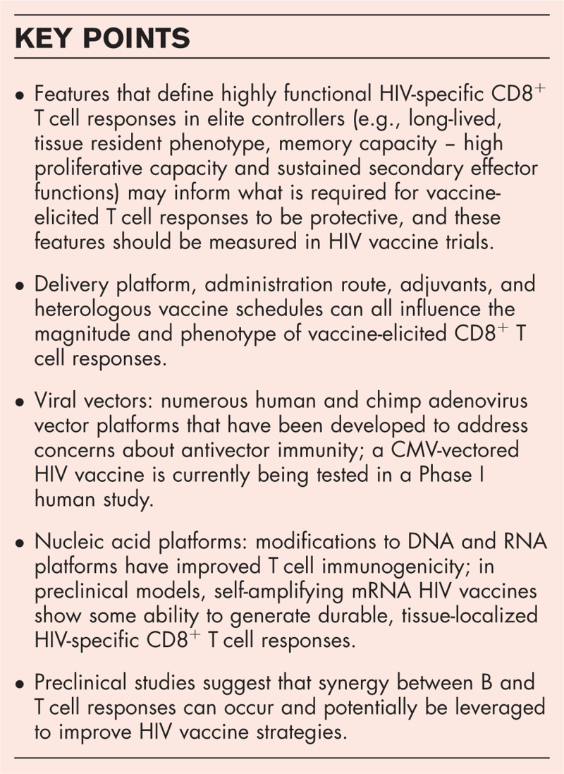 Generating and measuring effective vaccine-elicited HIV-specific CD8 + T cell responses.