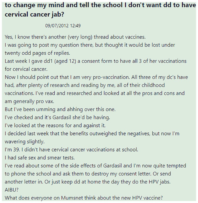 Pro-vaccination personal narratives in response to online hesitancy about the HPV vaccine: The challenge of tellability.