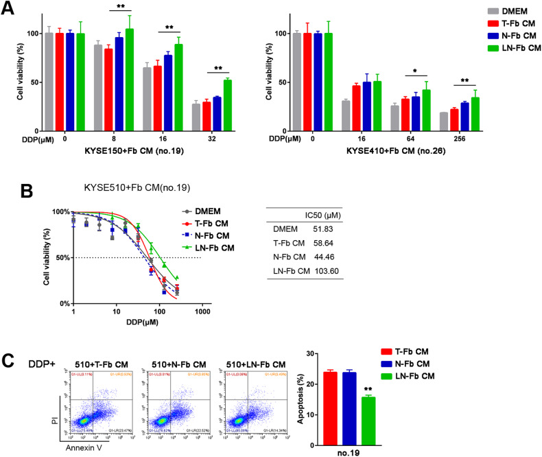 Fibroblasts in metastatic lymph nodes confer cisplatin resistance to ESCC tumor cells via PI16.