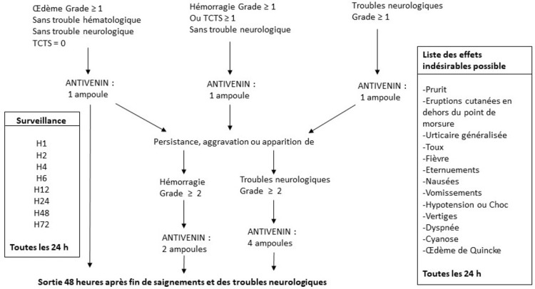 [Assessment of a therapeutic protocol for the management of snakebite envenomations in Benin].