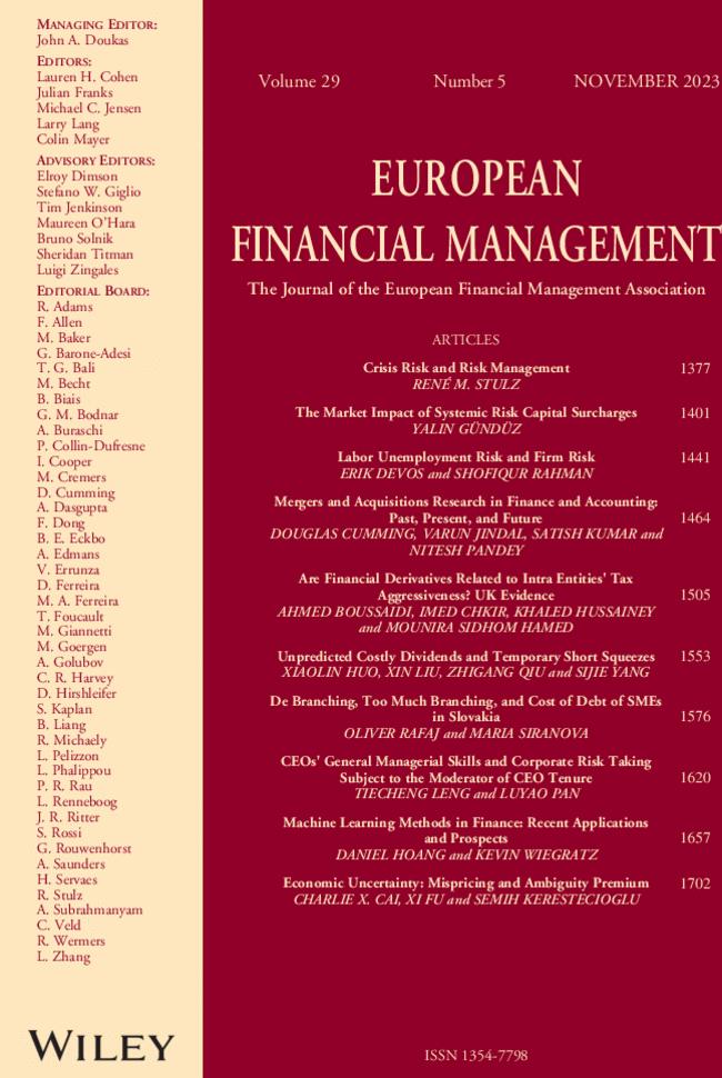 Issue Information: European Financial Management 5/2023