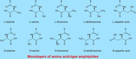 Monolayers of amino acid-type amphiphiles