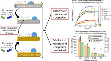 Study of carbon-flax hybrid composites modified by fibre fluorination