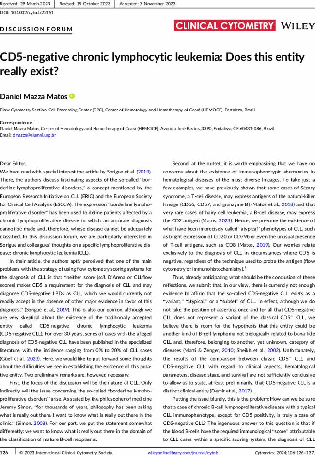 CD5-negative chronic lymphocytic leukemia: Does this entity really exist?