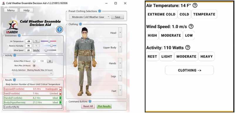 Development of interactive guidance for cold exposure using a thermoregulatory model.