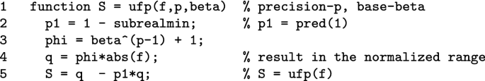 Computation of the unit in the first place (ufp) and the unit in the last place (ulp) in precision-p base $$\beta $$