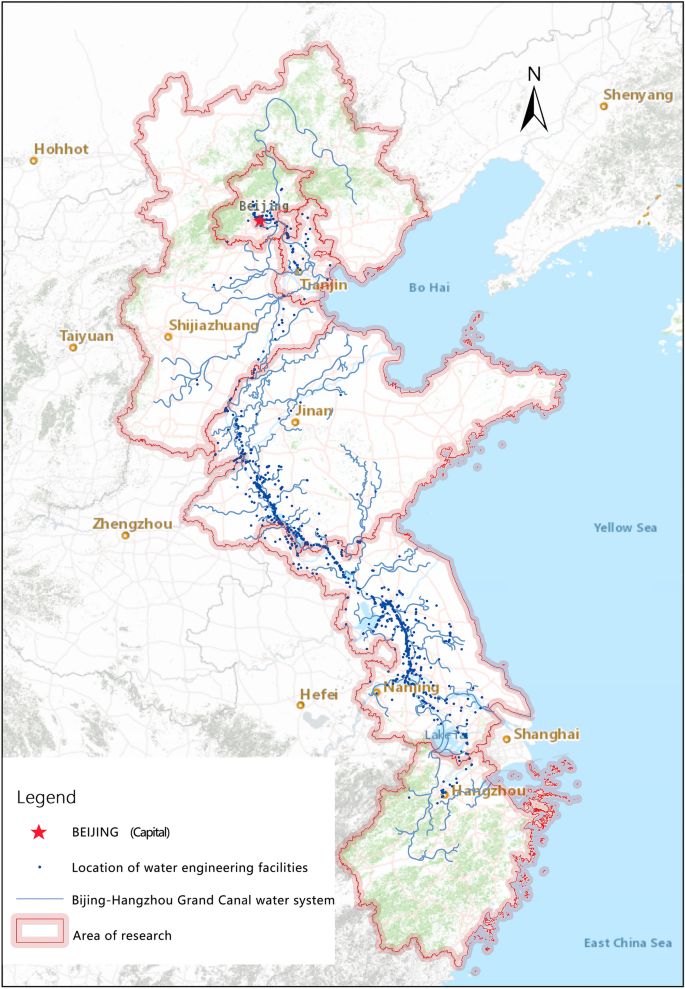 Structural equation model of the spatial distribution of water engineering facilities along the Beijing-Hangzhou grand canal and its relationship with natural factors