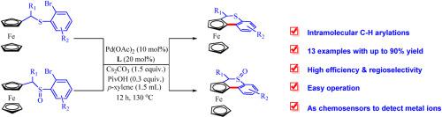 Palladium-catalyzed intramolecular C–H arylation of ferrocenyl-sulfides, sulfoxide and its application in metal ion recognition