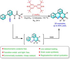 Metal- and light-free approach to polyheterocycles via a quinone-Cs2CO3 couple promoted regioselective cascade radical cyclization