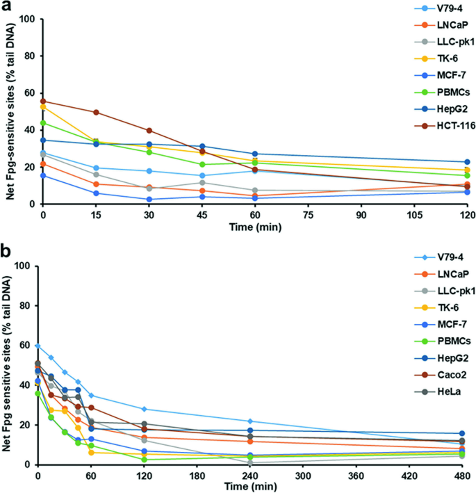 Assay conditions for estimating differences in base excision repair activity with Fpg-modified comet assay.