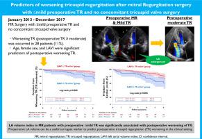 Prognostic Predictors of Tricuspid Regurgitation Worsening after Mitral Regurgitation Surgery with Mild Tricuspid Regurgitation