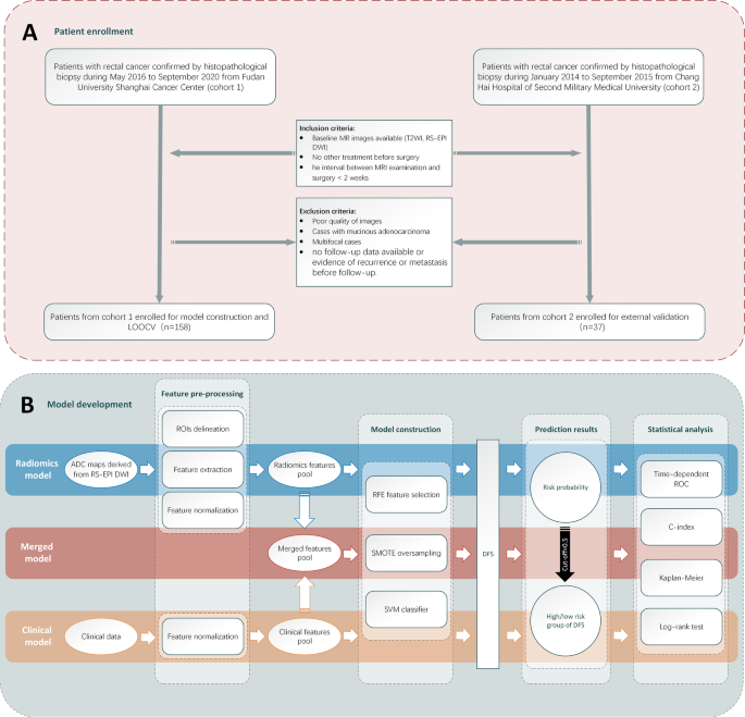 Radiomics based on readout-segmented echo-planar imaging (RS-EPI) diffusion-weighted imaging (DWI) for prognostic risk stratification of patients with rectal cancer: a two-centre, machine learning study using the framework of predictive, preventive, and personalized medicine.