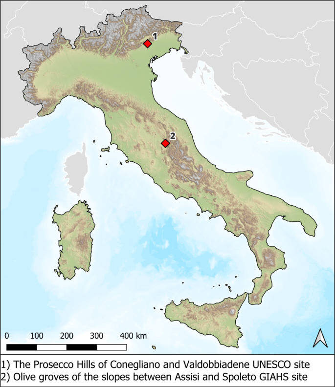 Assessment of ecotone changes over the last six decades in two cultural landscapes: The case of the Prosecco Hills of Conegliano and Valdobbiadene UNESCO site and of the Olive Groves of the Slopes between Assisi and Spoleto GIAHS site