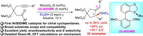 Highly enantio-stereoselective Ni-catalyzed reductive cyclization to cyclopentanes with chiral quaternary centres of trisubstituted allylic siloxanes