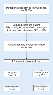 Atrial fibrillation increases the risk of new-onset myocardial infarction amongst working-age population: a propensity-matched study.