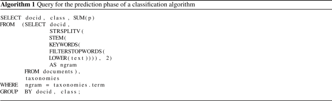 DETEXA: declarative extensible text exploration and analysis through SQL.