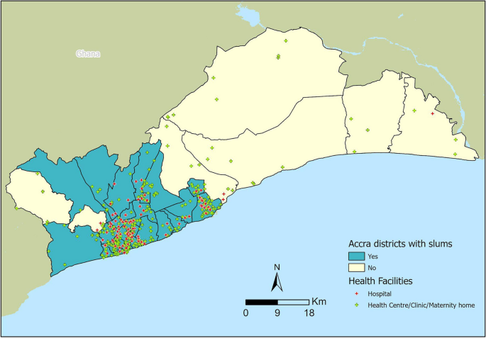 Impact of Urban Slum Residence on Coverage of Maternal, Neonatal, and Child Health Service Indicators in the Greater Accra Region of Ghana: an Ecological Time-Series Analysis, 2018-2021.