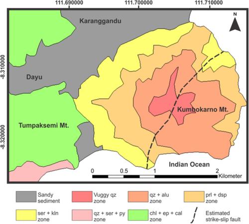 High‐sulfidation epithermal–porphyry transition in the Kumbokarno Prospect, Trenggalek district, East Java, Indonesia: Constraints from mineralogy, fluid inclusion, and sulfur isotope studies