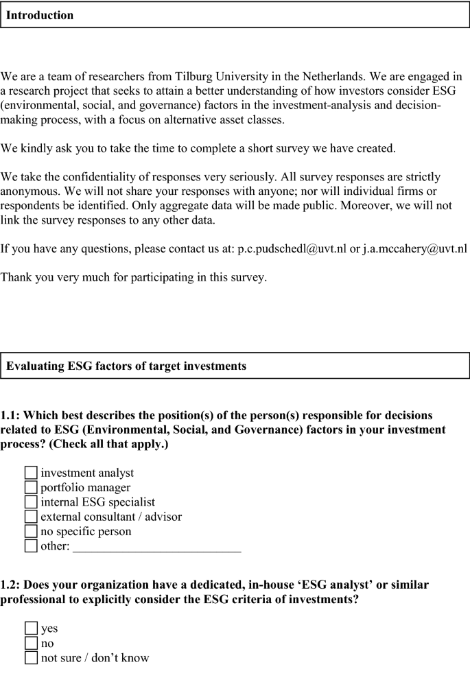 Institutional Investors, Alternative Asset Managers, and ESG Preferences