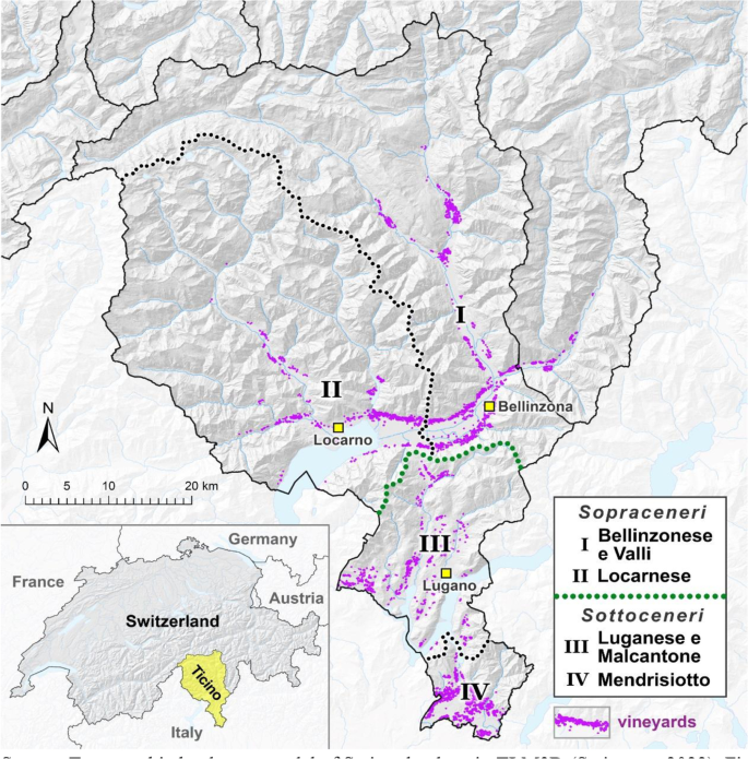 The dispersion of climate change impacts from viticulture in Ticino, Switzerland