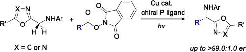 Asymmetric synthesis of chiral heterobenzylic amines via visible-light-induced enantioselective C(sp3)-H alkylation