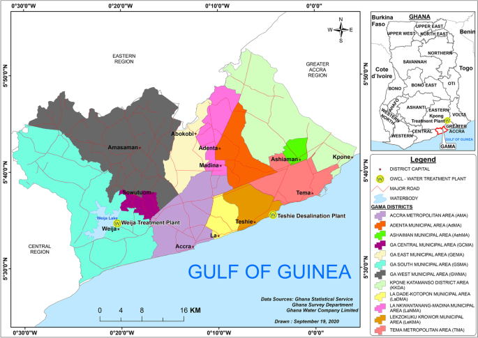 Spatial heterogeneity in drinking water sources in the Greater Accra Metropolitan Area (GAMA), Ghana.