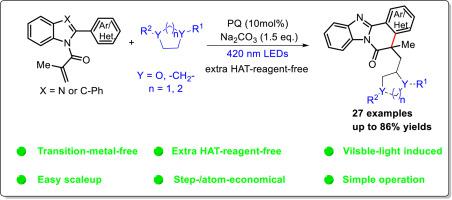 Visible-light-induced radical-cascade alkylation/cyclization of N-methacryloyl-2-phenylbenzimidazole: Access to benzoimidazo[2,1-a]isoquinolin-6(5H)-ones