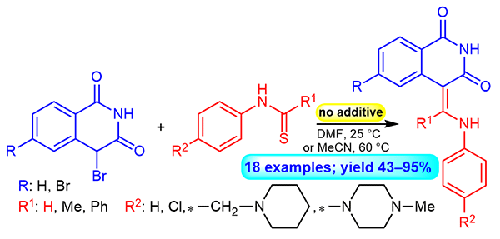 Efficient synthesis of (Z)-4-((subst.phenylamino)methylidene)-isoquinoline-1,3(2H,4H)-diones using Eschenmoser coupling reaction