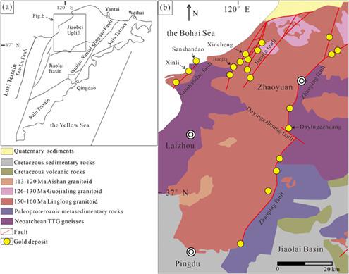 Metal source of gold deposits in the Jiaoxibei area, Eastern China: Insights from trace element analysis of gold and pyrite