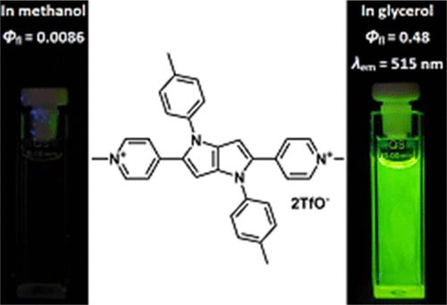 Quadrupolar, Highly Polarized Dyes: Emission Dependence on Viscosity and Selective Mitochondria Staining