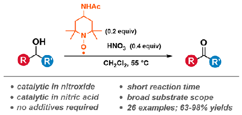 Oxidation of Alcohols to Aldehydes and Ketones Using a Catalytic Pairing of a Nitroxide and Nitric Acid