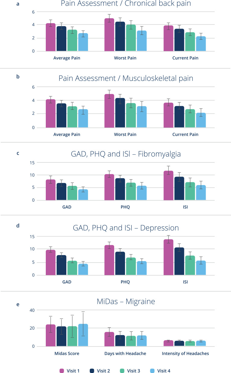 Observational Study to Assesses the Efficacy and Safety of Microcurrent Therapy with a Portable Device in Patients Suffering from Chronic Back Pain, Skeletal System Pain, Fibromyalgia, Migraine or Depression.
