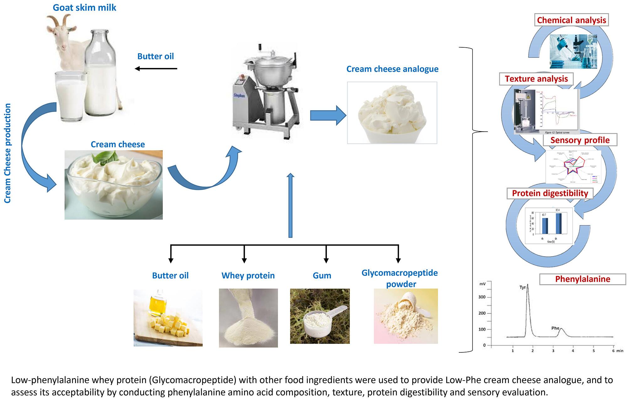 Preparation and evaluation of goat cream cheese analogue for phenylketonuria