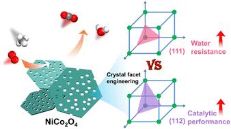 Crystal facet engineering of spinel NiCo2O4 with enhanced activity and water resistance for tuneable catalytic methane oxidation†