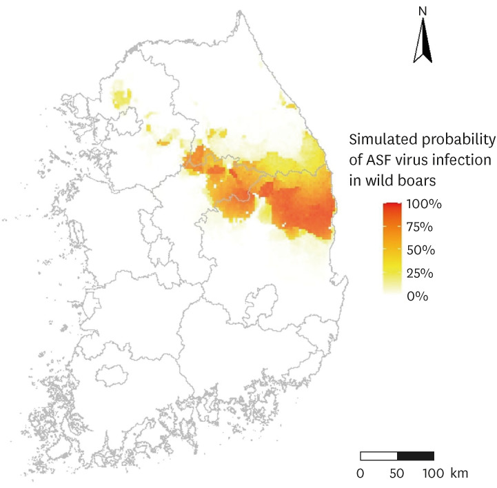 Mechanistic modelling for African swine fever transmission in the Republic of Korea.