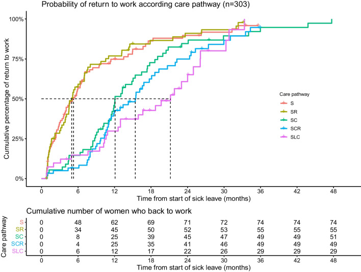 Impact of breast cancer care pathways and related symptoms on the return-to-work process: results from a population-based French cohort study (CONSTANCES).