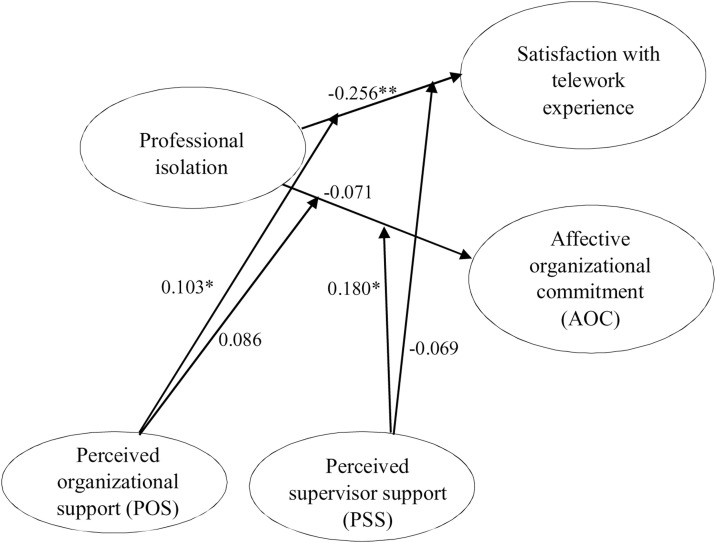 Professional isolation and pandemic teleworkers’ satisfaction and commitment: The role of perceived organizational and supervisor support