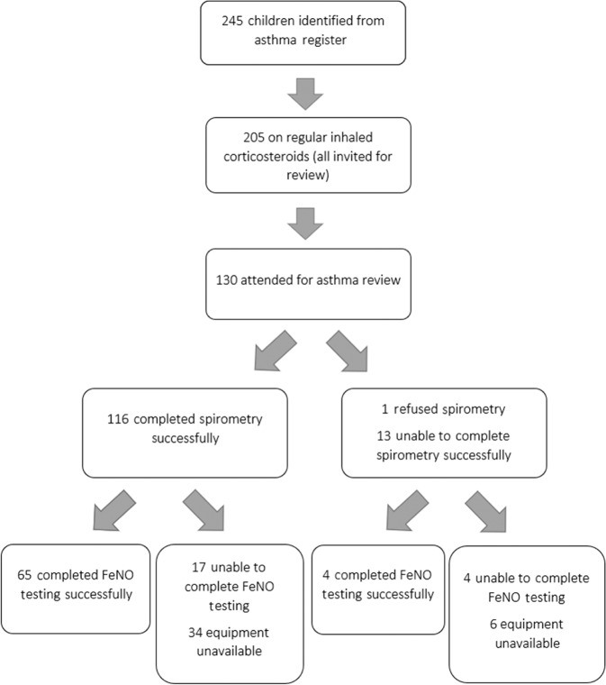 Asthma medication adherence and exacerbations and lung function in children managed in Leicester primary care.