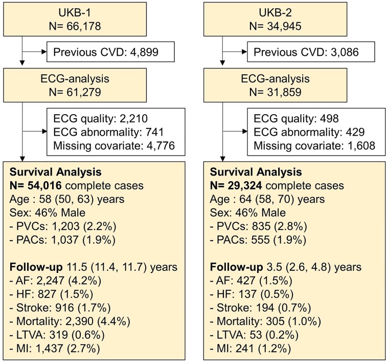 Premature atrial and ventricular contractions detected on wearable-format electrocardiograms and prediction of cardiovascular events.