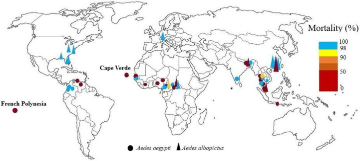 Worldwide Status of Insecticide Resistance of <i>Aedes aegypti</i> and <i>Ae. albopictus</i>, Vectors of Arboviruses of Chikungunya, Dengue, Zika and Yellow Fever.