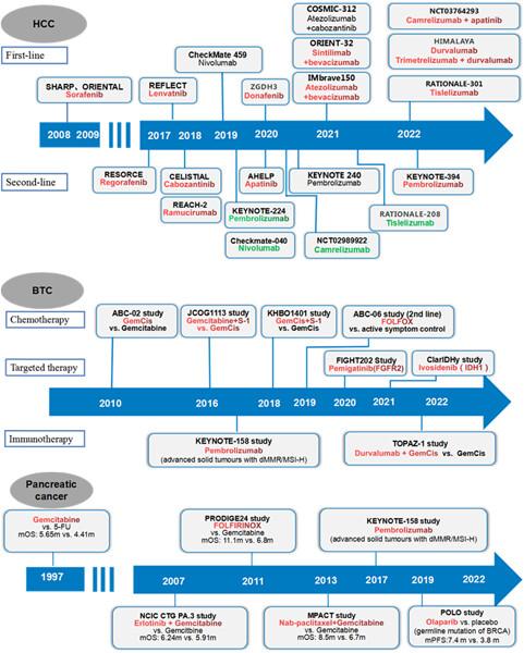 Advances in medical treatment of advanced hepatobiliary and pancreatic cancer in 2022