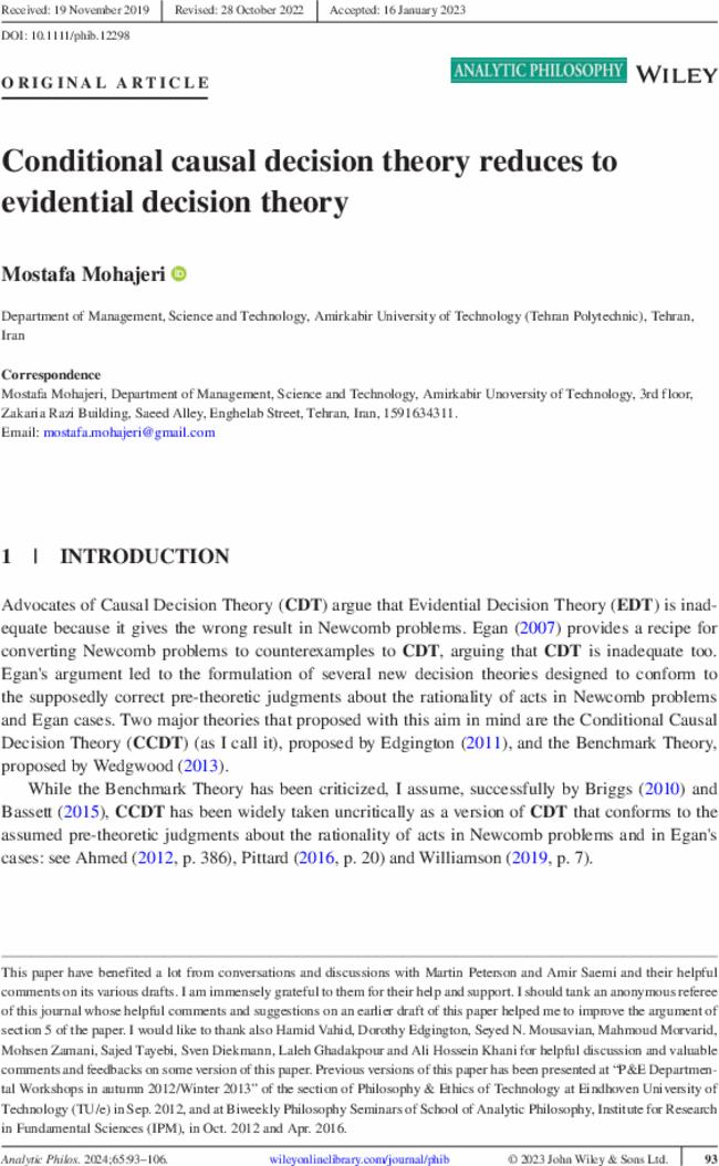 Conditional causal decision theory reduces to evidential decision theory